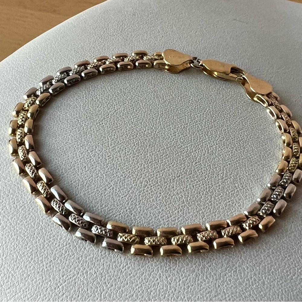 Vintage Panther link tri color 925 sterling bracelet Italy